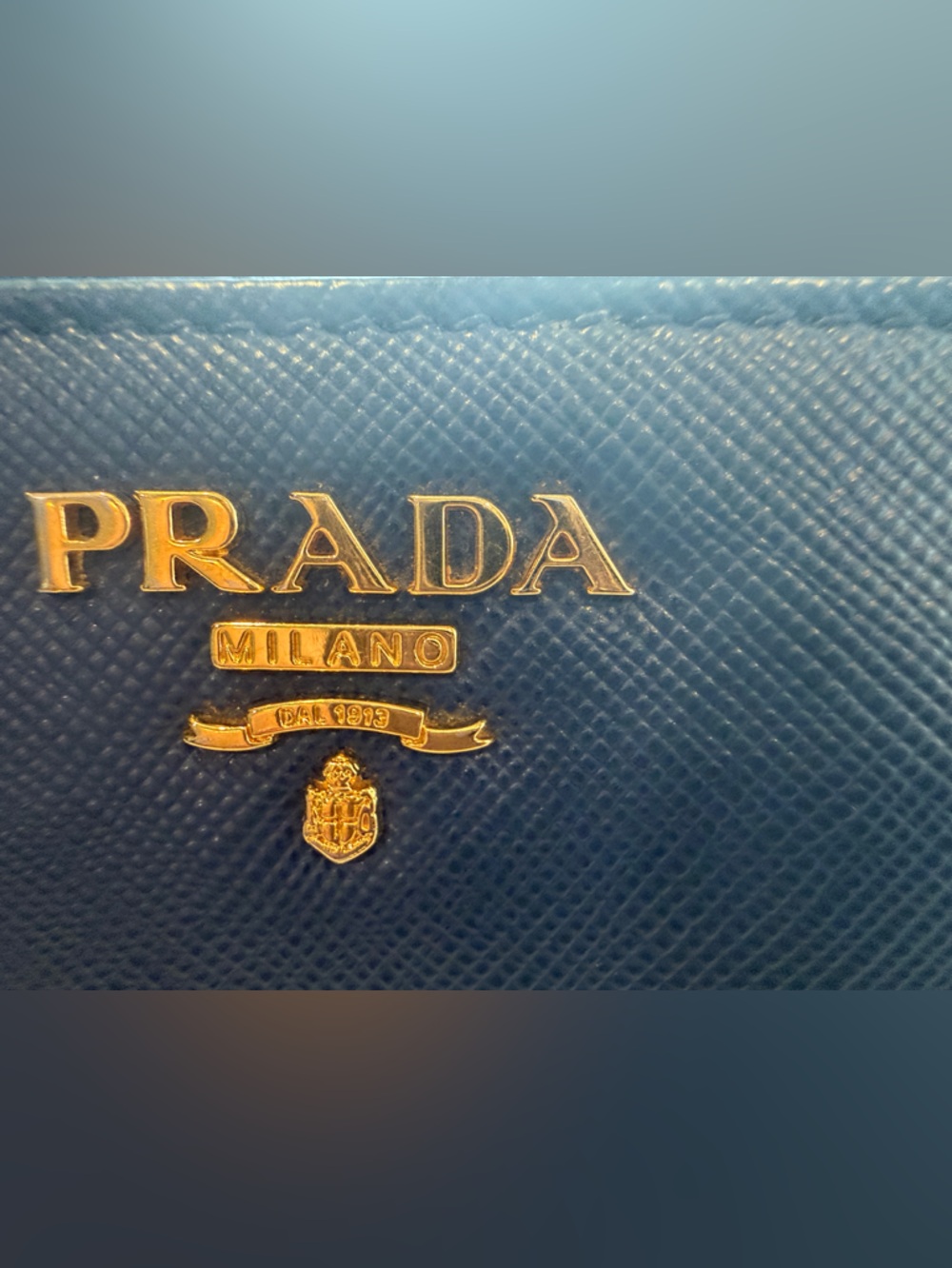 Prada Navy Saffiano Zip Wallet with Gold Logo - Picture 2 of 9
